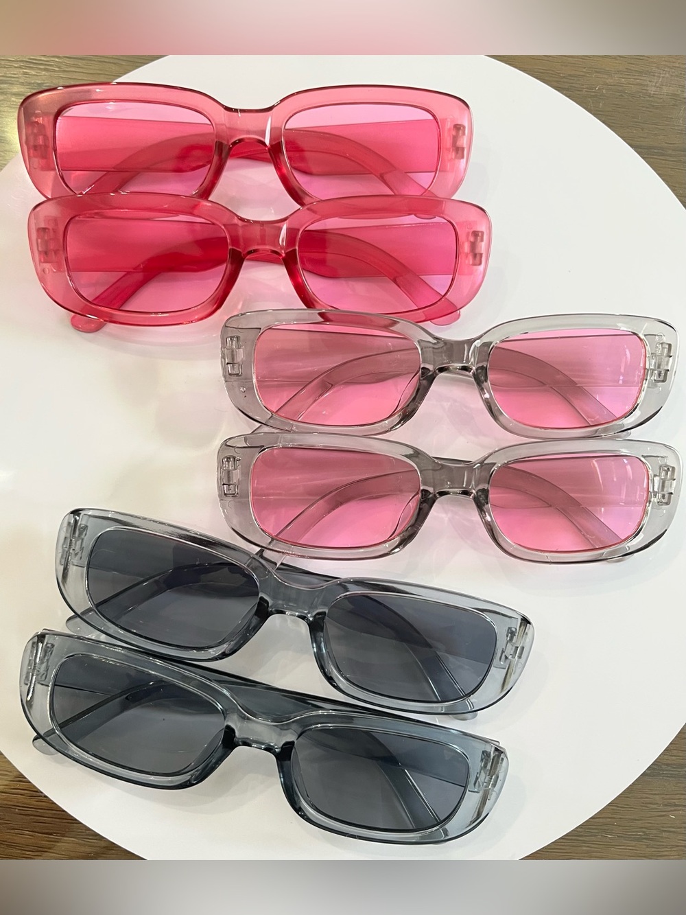 Trendy Rectangular Colored Lens Sunglasses - 6 Pairs